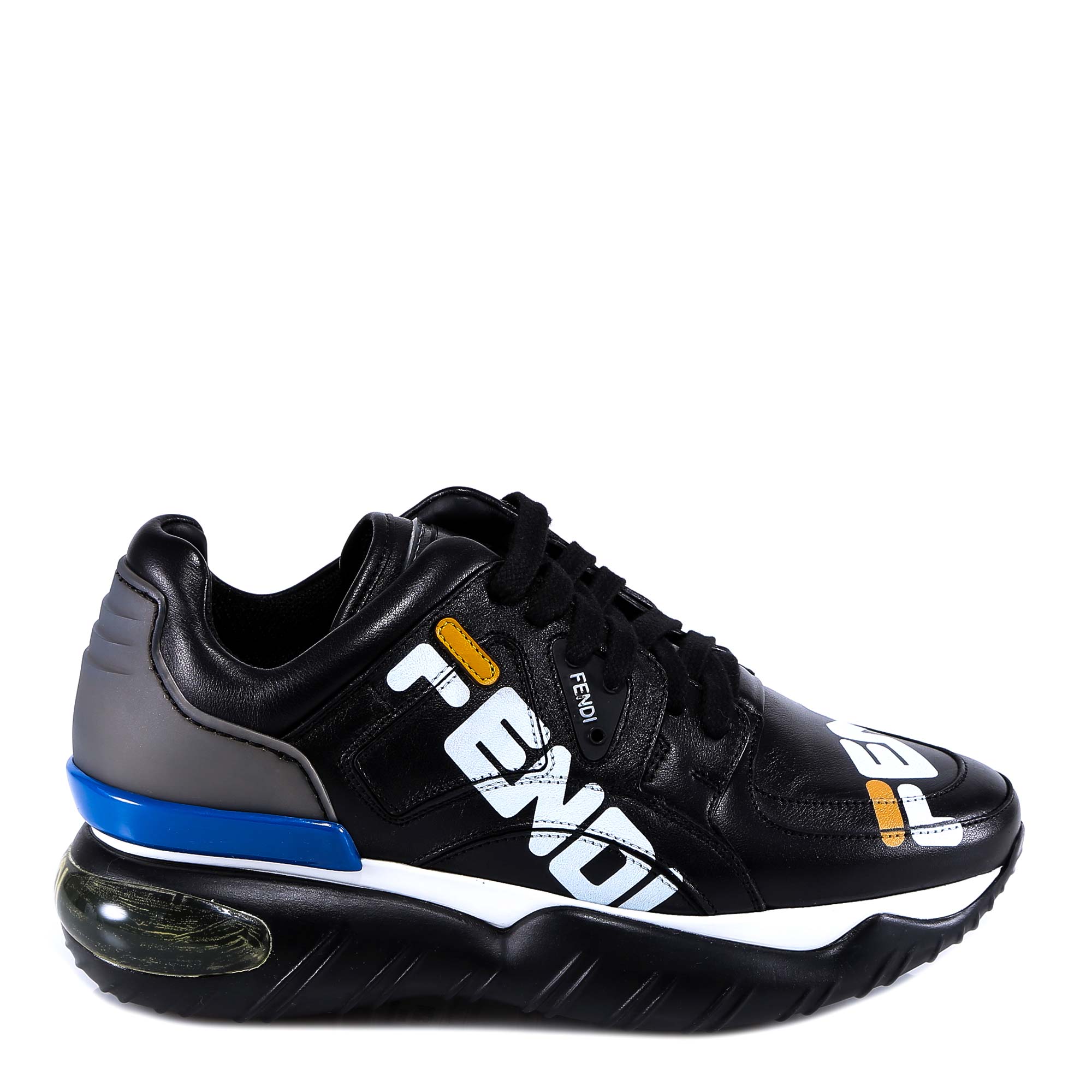 Fendi Fila collaboration center zip leather combination Zucca socks sneakers  / high cut shoes 7 men Dark blue Cloth ref.538736 - Joli Closet